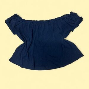 American Eagle Outfitters Dark Blue Off-Shoulder Blouse